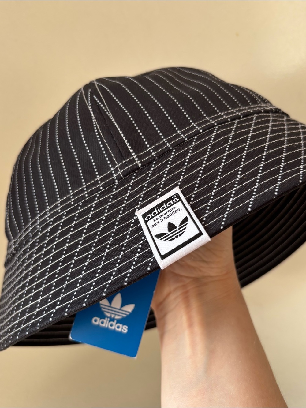 NWT adidas Black Pinstripe Bucket Hat